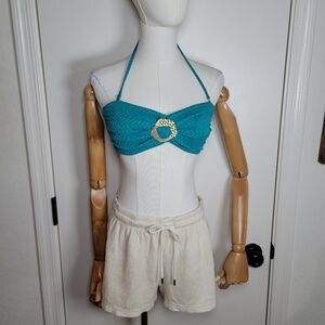 Theory Linen Blend Oatmeal Summer Shorts Size M Lightweight & Chic